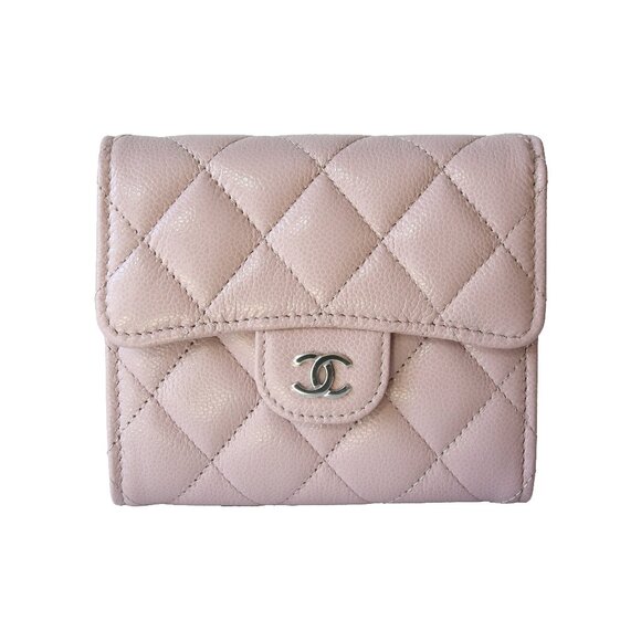 Chanel CC Caviar Quilted Trifold Compact Flap Wallet With Zipped Light Pink - Picture 1 of 3